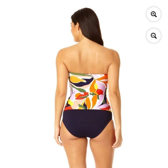 Anne Cole Womens Pink Printed Shirred Beachwear Tankini Swim Top Womens - Picture 8 of 9
